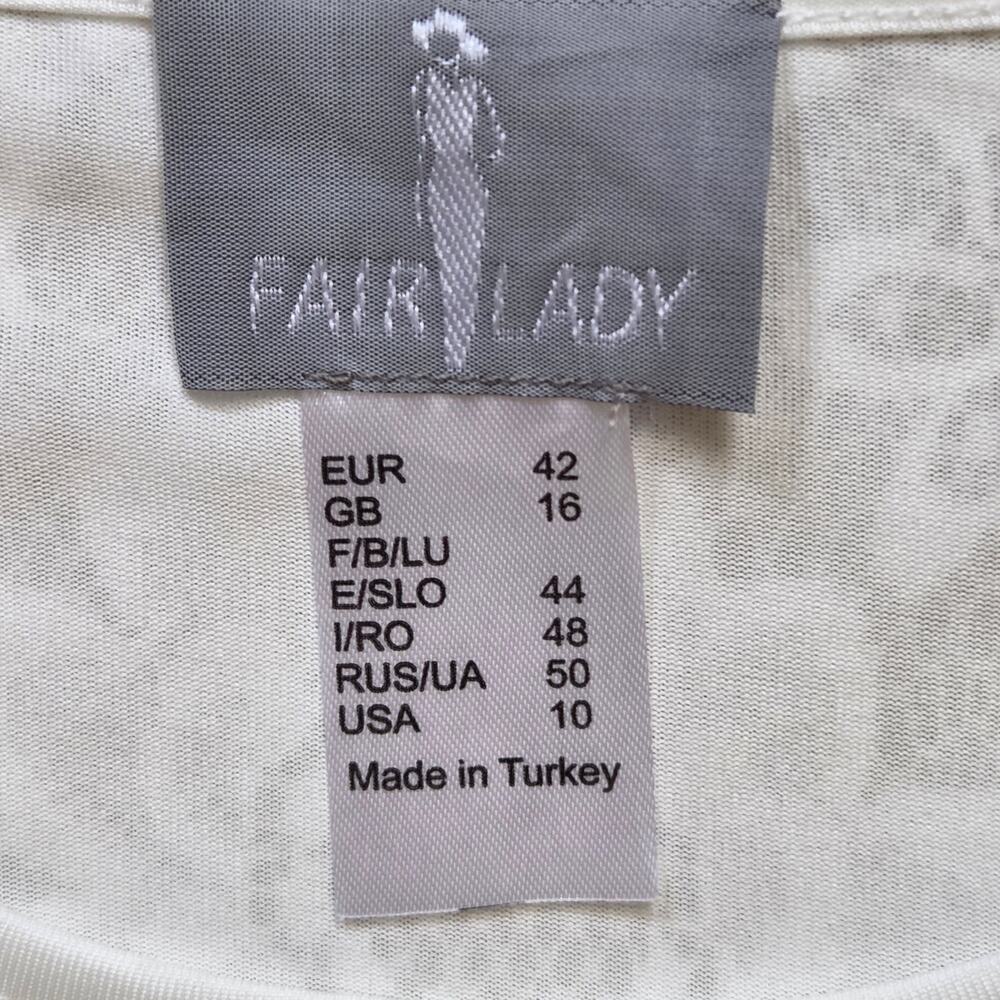 Fair Lay 10 Lace Dressy Layered Pullover 3/4 Sleeve Scoop Neck Blouse Top Ivory - Picture 15 of 16